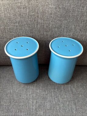 Vintage Mikasa MCM  Blue Ceramic Salt and Pepper Shakers Set